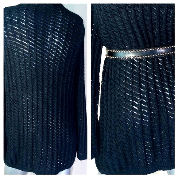 FRINGE & BEADS Open Front Boho "SAMANTHA GRAY" Loose Knit Cardigan - Picture 11 of 12